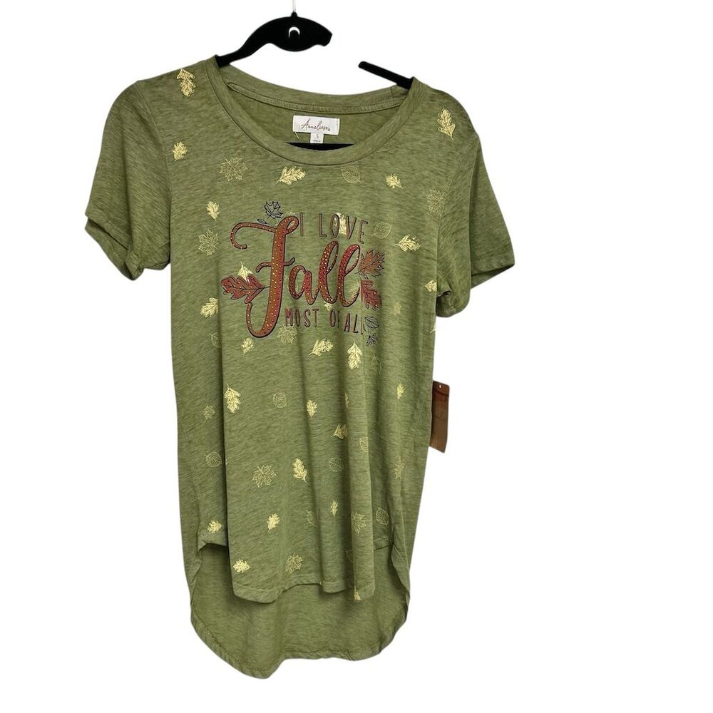 Anneliese Women's Olive Green High Low Hem T-Shirt Size S Fall Theme